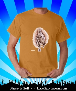 Light brown T-shirt with praying hands Design Zoom